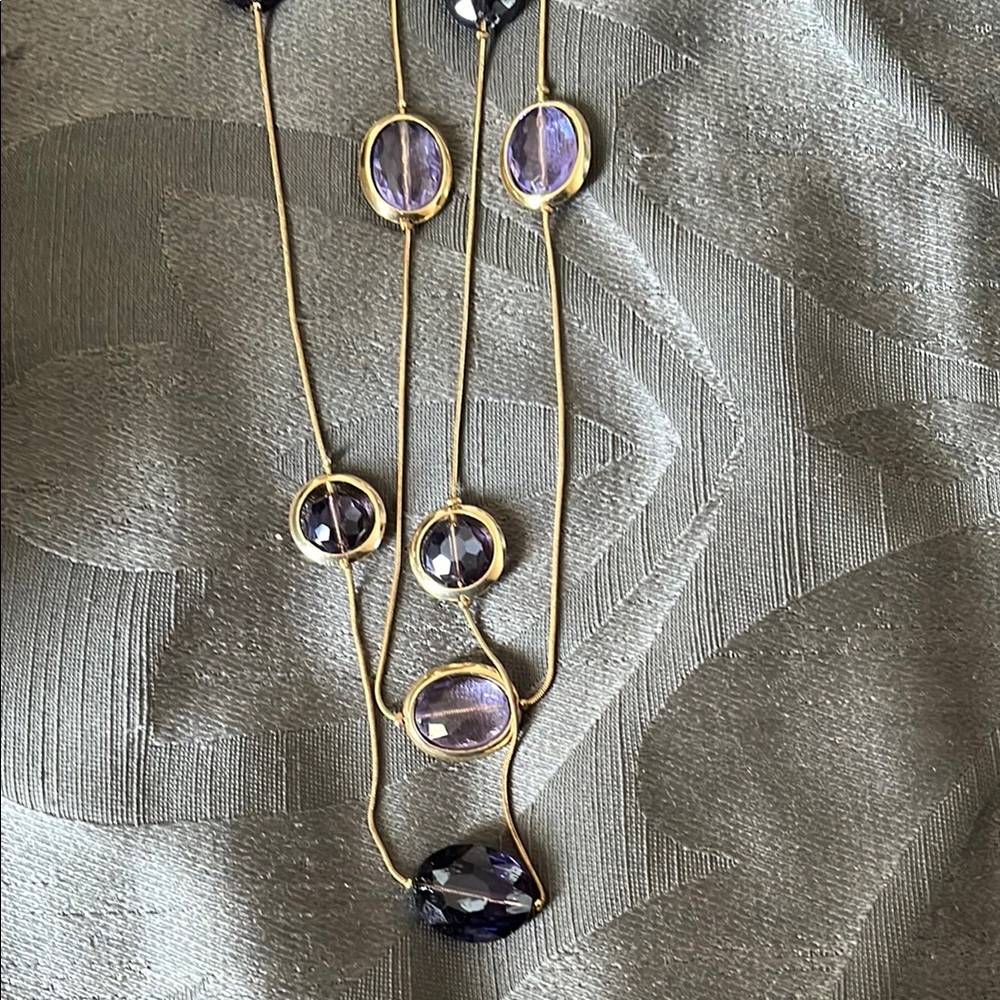 Gold and Purple Crystal Bead Necklace